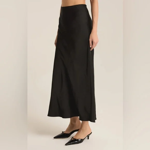 NWT Z Supply Europa Midi Slip Skirt in Black - Picture 3 of 10